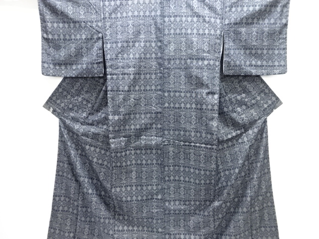 更紗模様織り出し十日町紬着物